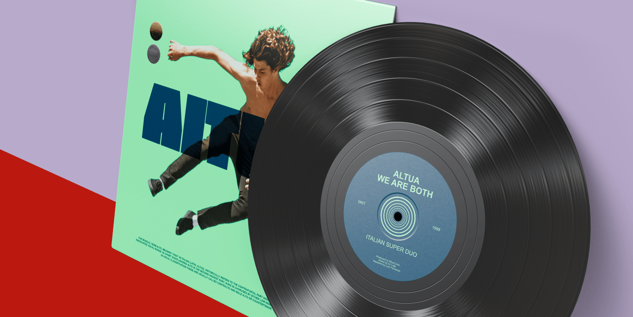 Vinyl Record 3D mockup. Create presentations using Online Mockup Generator.