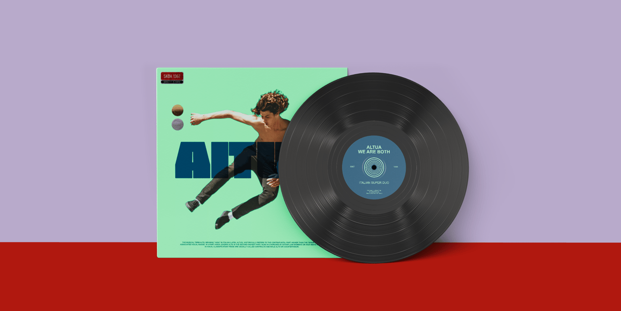 Vinyl Record 3D mockup. Create presentations using Online Mockup Generator.