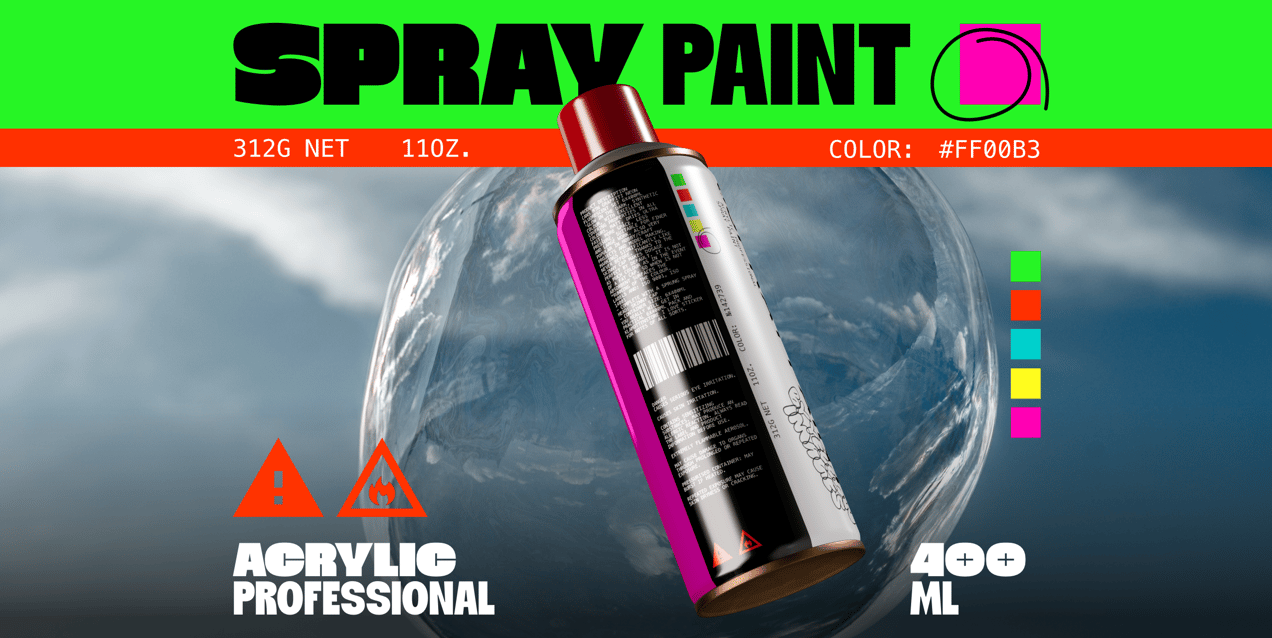 ProVisual — 400ml Spray Paint Can 3D mockup and 3D model - try it now and get yours today