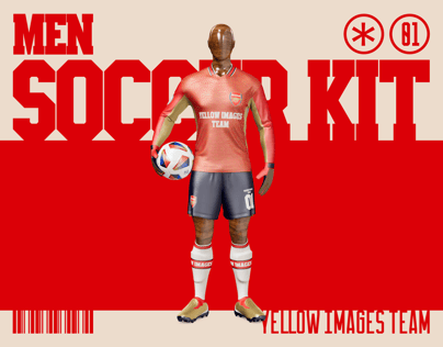 ProVisual — Men’s Full Soccer Goalkeeper Kit With Ball3D mockup and 3D model - create your perfect project online