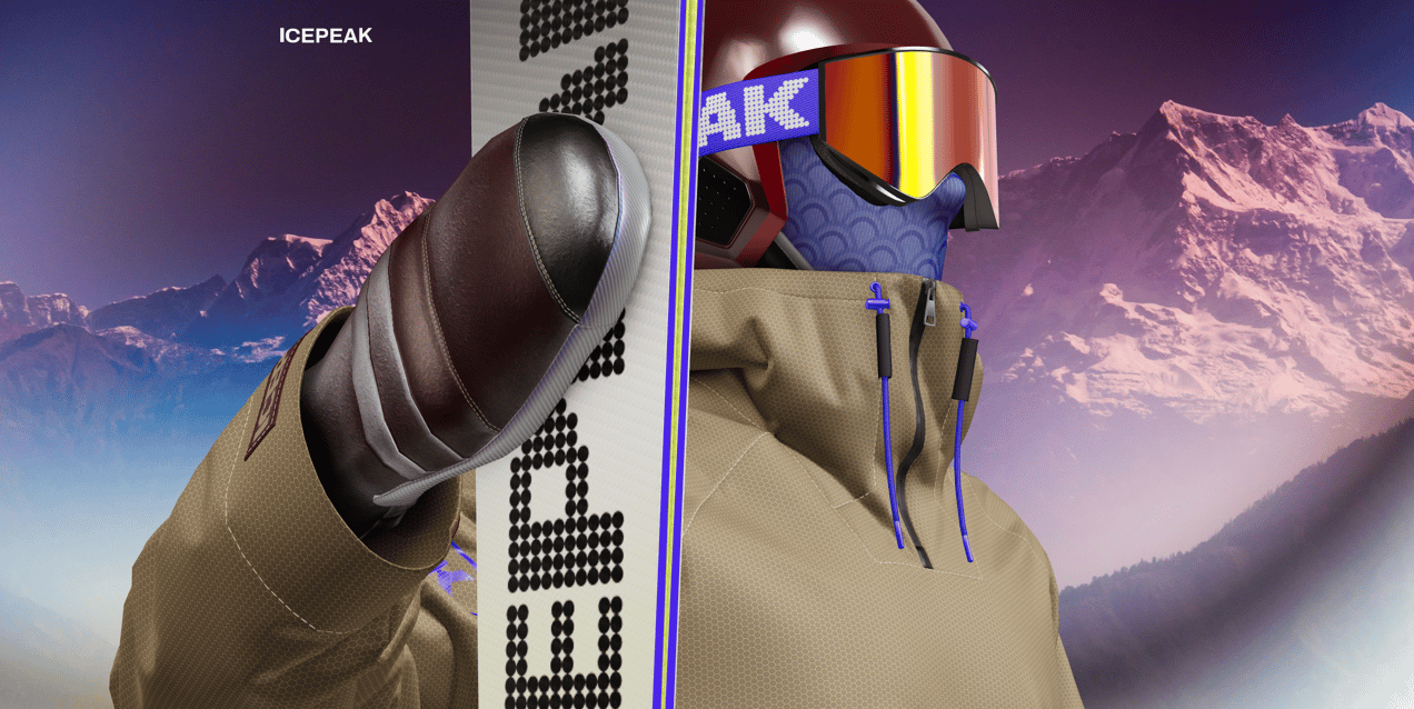 ProVisual —  Skier with Skis 3D mockup and 3D model - see every detail and customize online