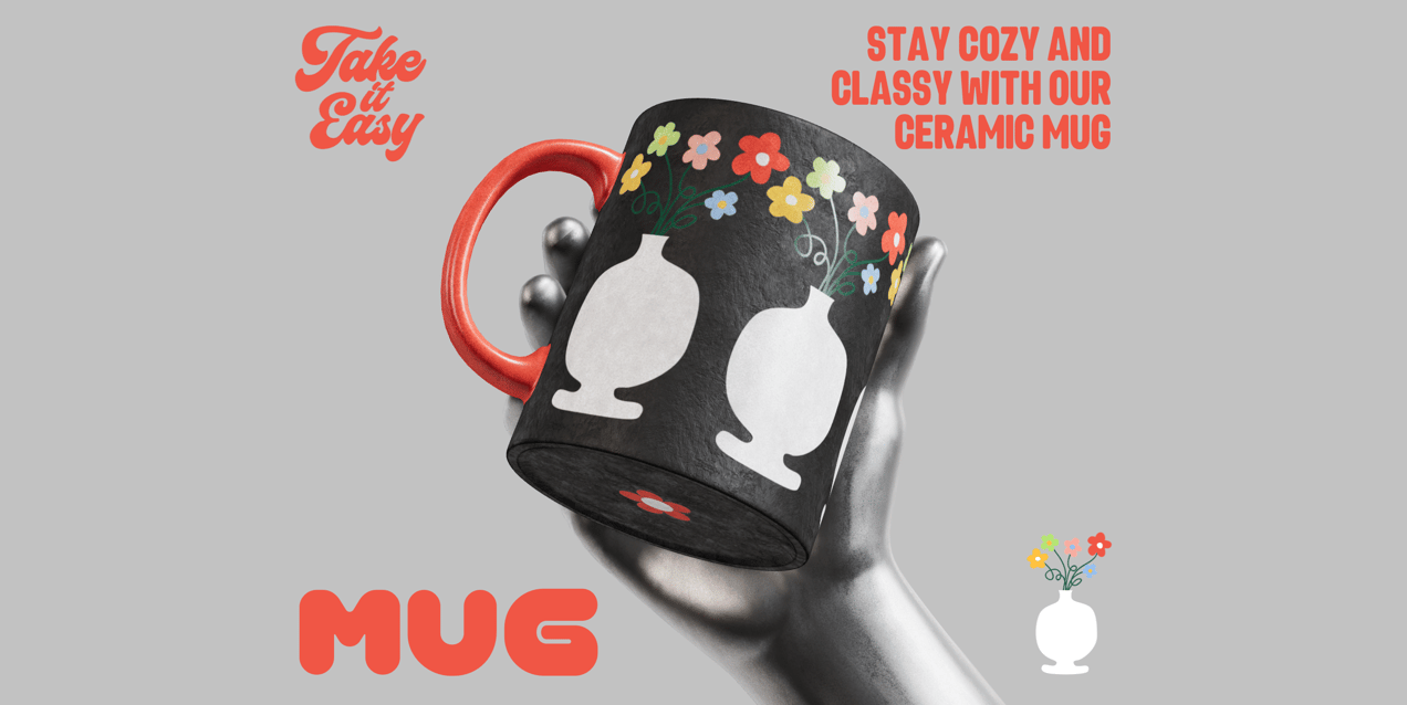ProVisual —  Mug with Hand 3D mockup and 3D model - see every detail and customize online