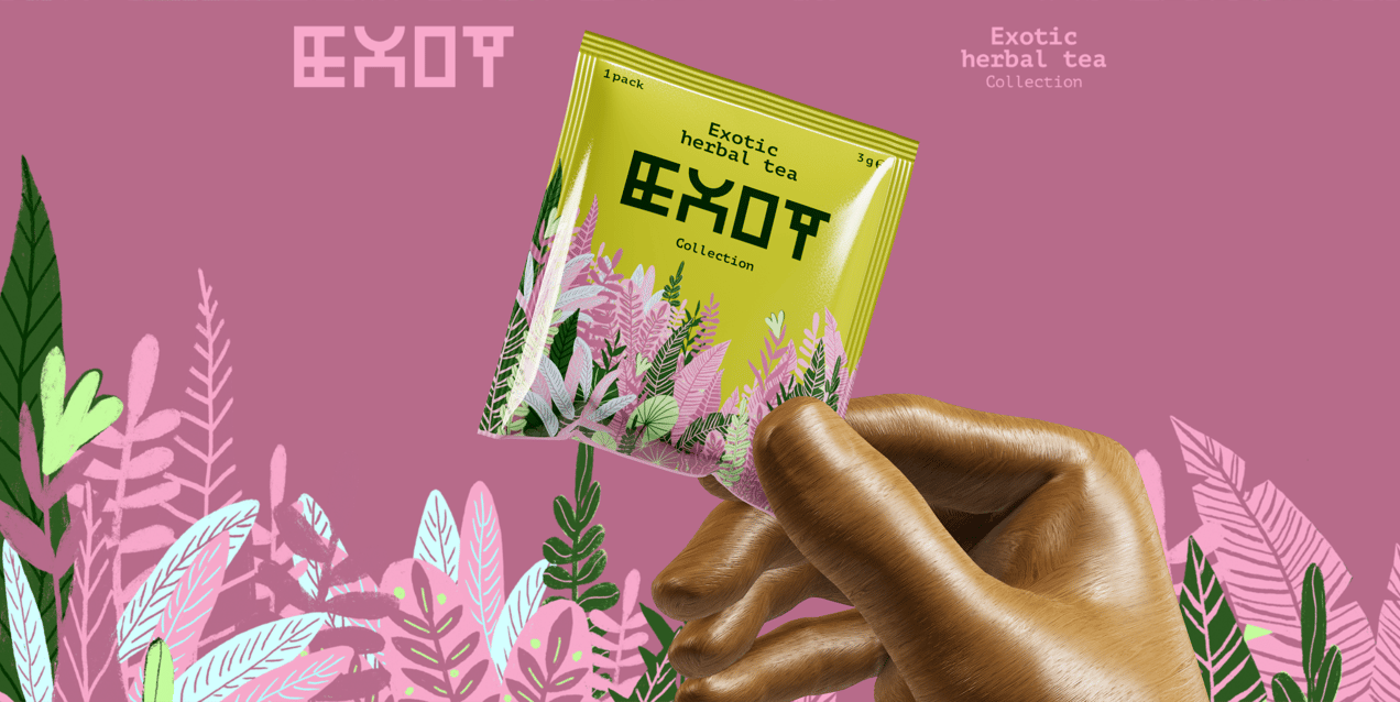 Sachet with Hand. 3D model. ProVisual.
