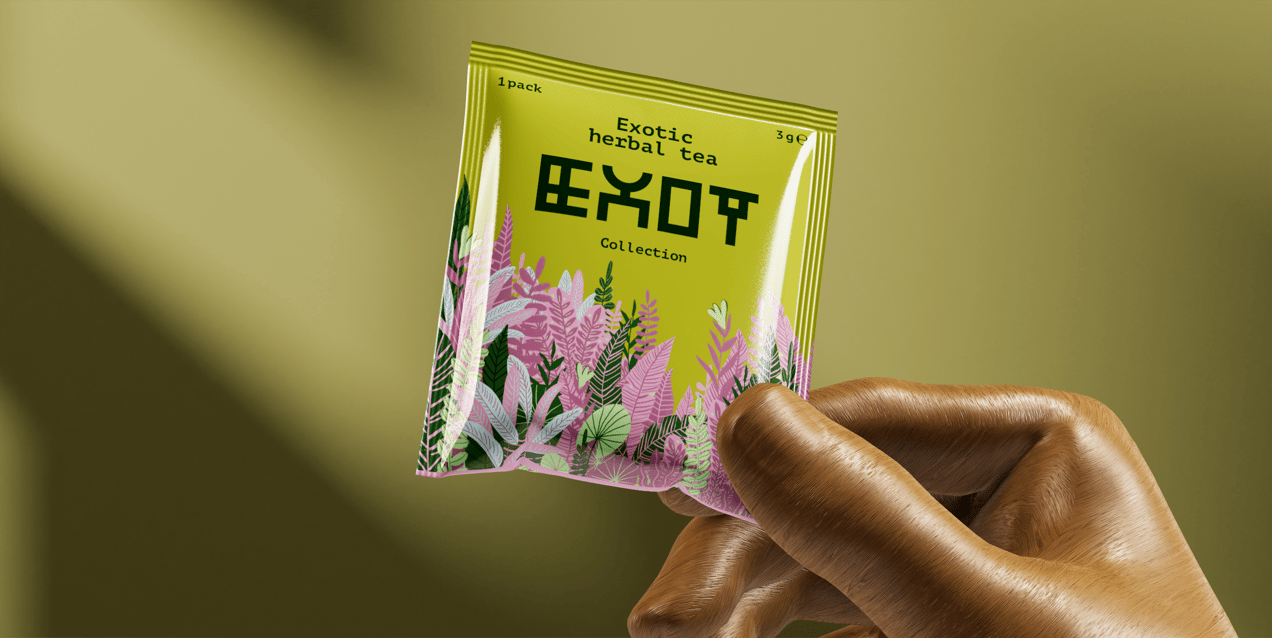 Sachet with Hand. 3D model. ProVisual.
