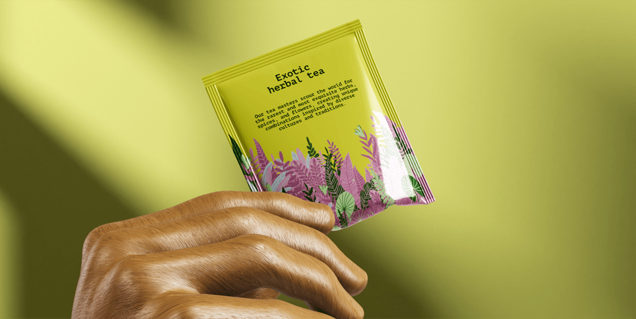 Sachet with Hand. 3D model. ProVisual.
