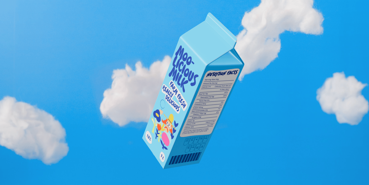 Free Milk carton 3D mockup. Create presentations using Online Mockup Generator.