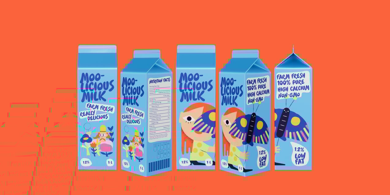 Free Milk carton 3D mockup. Create presentations using Online Mockup Generator.