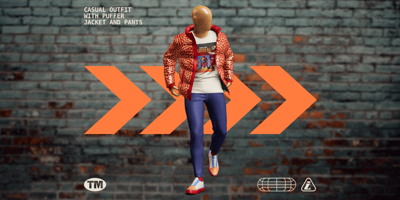 Outfit with Puffer Jacket and Pants. 3D model. ProVisual. 