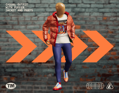 Outfit with Puffer Jacket and Pants. 3D model. ProVisual. 
