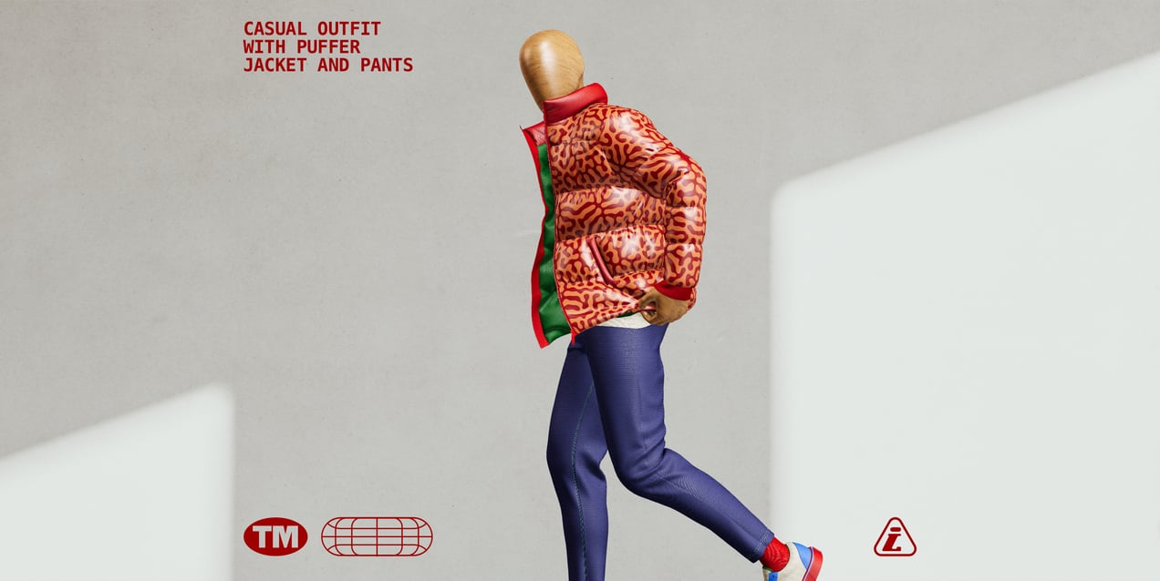 Outfit with Puffer Jacket and Pants. 3D model. ProVisual. 