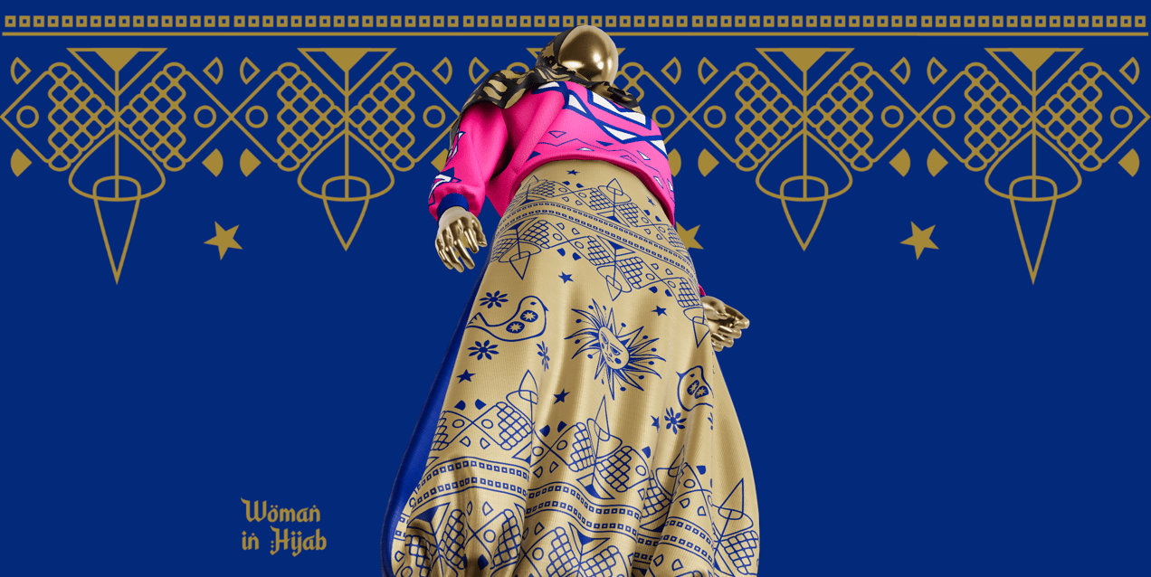 Free Hijab and Sweatshirt 3D mockup. Create presentations using Online Mockup Generator.