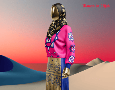 Free Hijab and Sweatshirt 3D mockup. Create presentations using Online Mockup Generator.