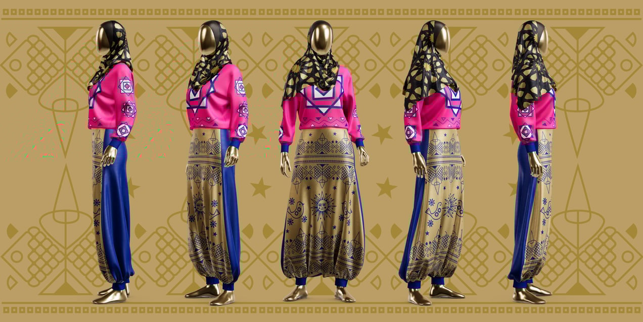 Free Hijab and Sweatshirt 3D mockup. Create presentations using Online Mockup Generator.