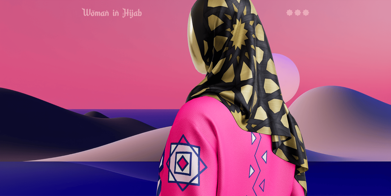 Free Hijab and Sweatshirt 3D mockup. Create presentations using Online Mockup Generator.