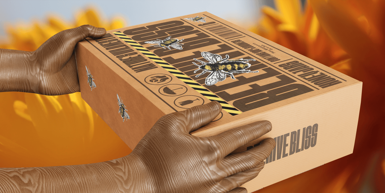 Carton Box with Hands. 3D model. ProVisual.