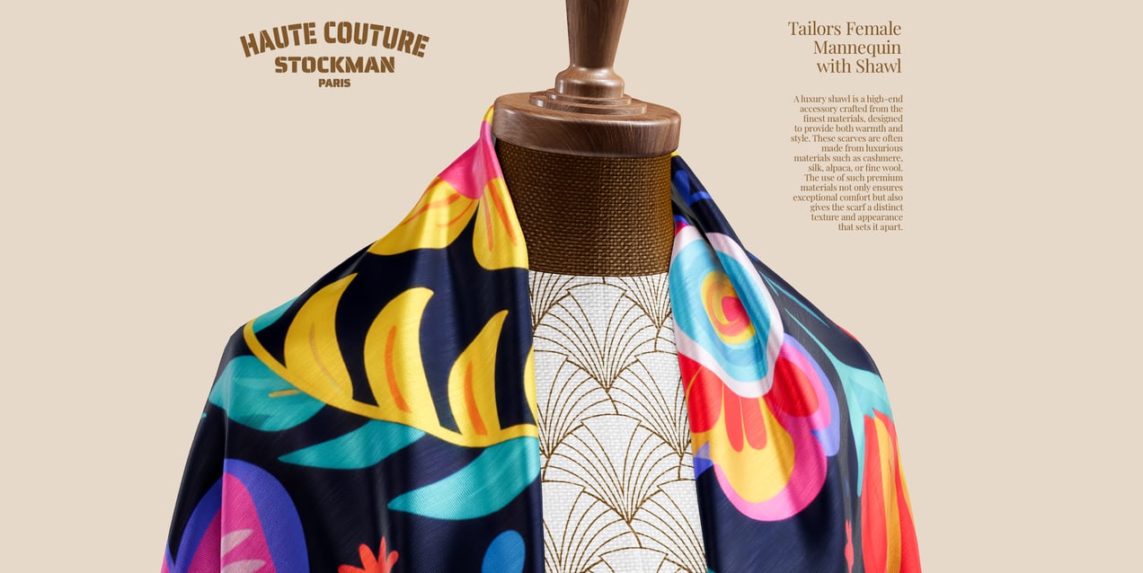 Tailors Mannequin with Shawl 3D Mockup, 3D model. ProVisual.