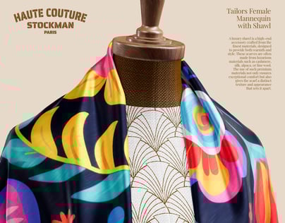 Tailors Mannequin with Shawl 3D Mockup, 3D model. ProVisual.