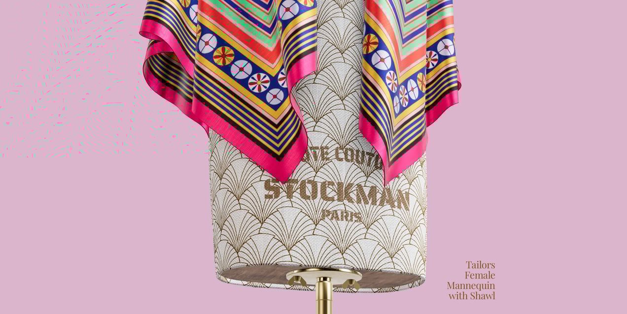 Tailors Mannequin with Shawl 3D Mockup, 3D model. ProVisual.