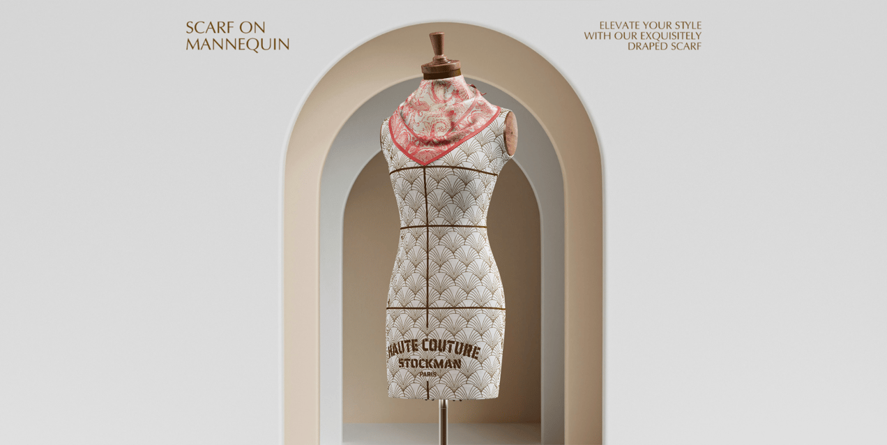 Free 3D Scarf mockup. Create presentations using Online Mockup Generator.