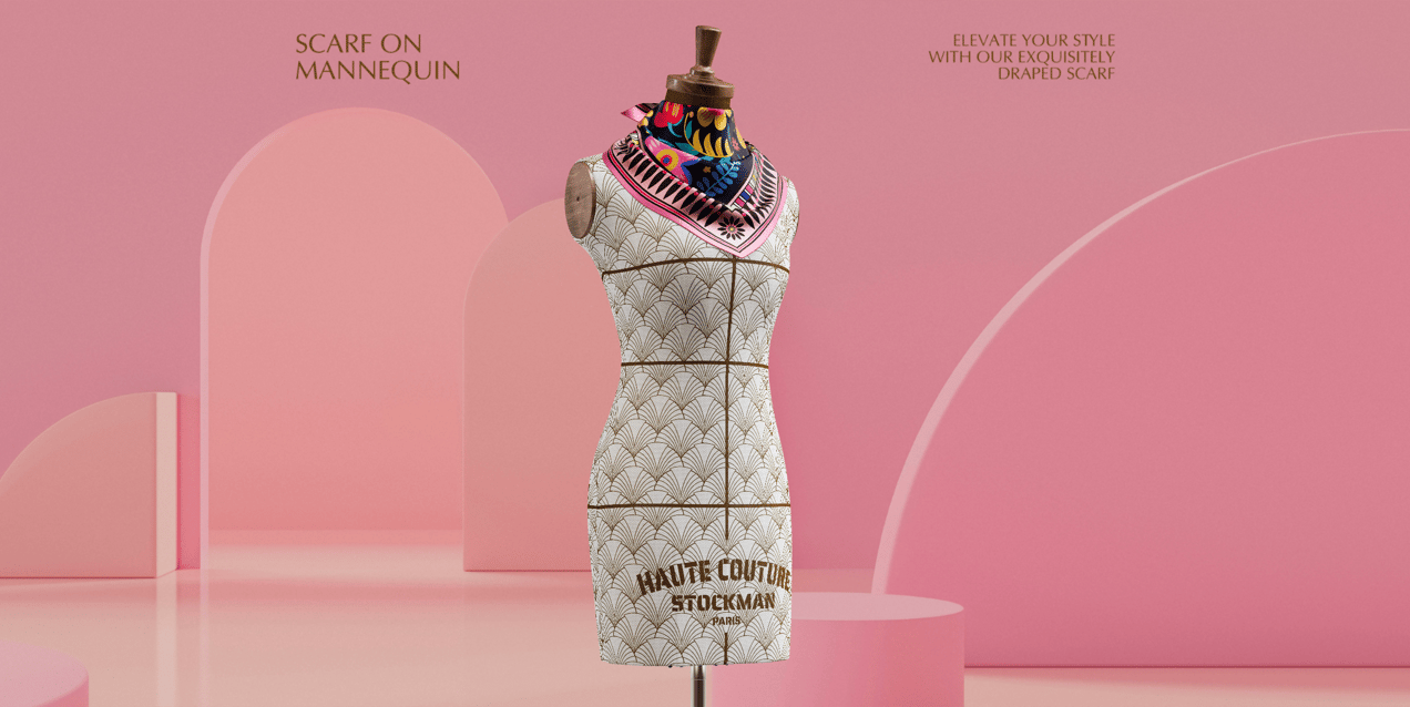 Free 3D Scarf mockup. Create presentations using Online Mockup Generator.