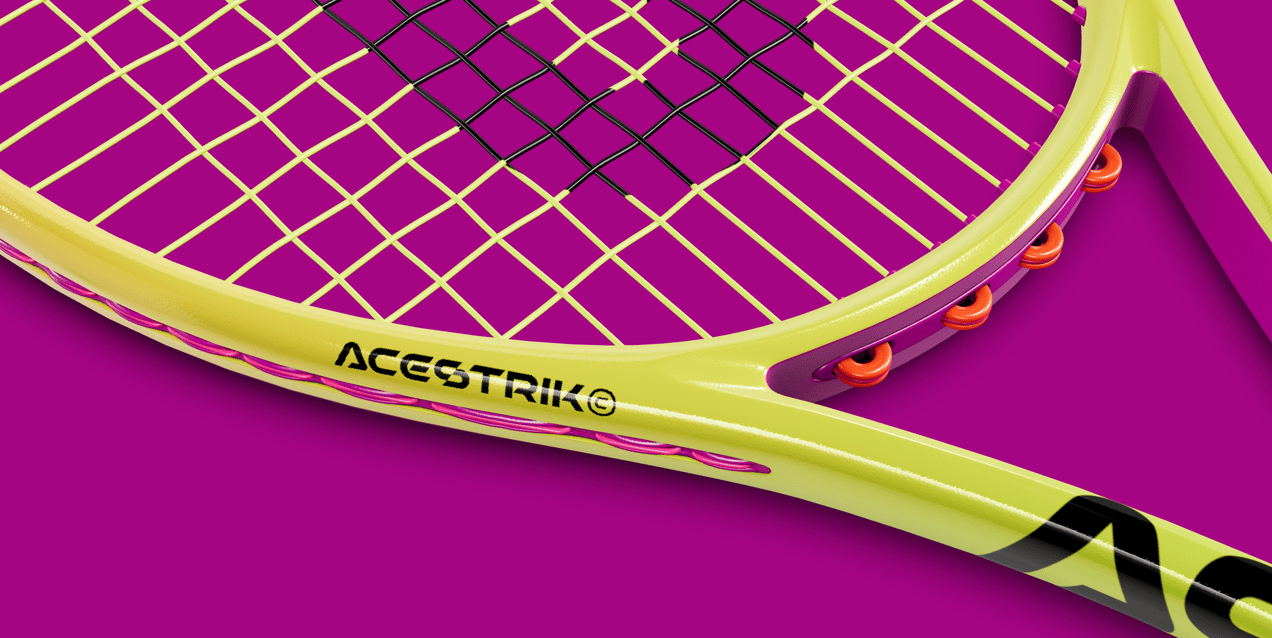 Free Tennis Racket 3D mockup. Create presentations using Online Mockup Generator.