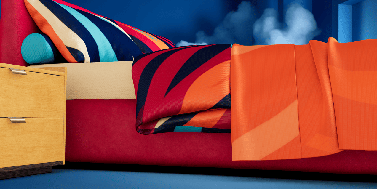 Bed 3D mockup. Create presentations using Online Mockup Generator.