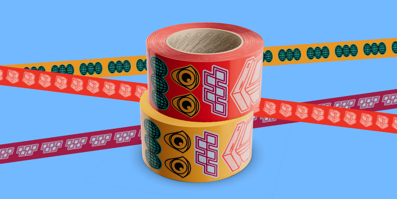 Free Packaging Tape 3D mockup. Create presentations using Online Mockup Generator.