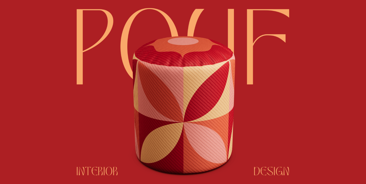 Round Pouf Mockup. Edit online. 3D model. ProVisual. 