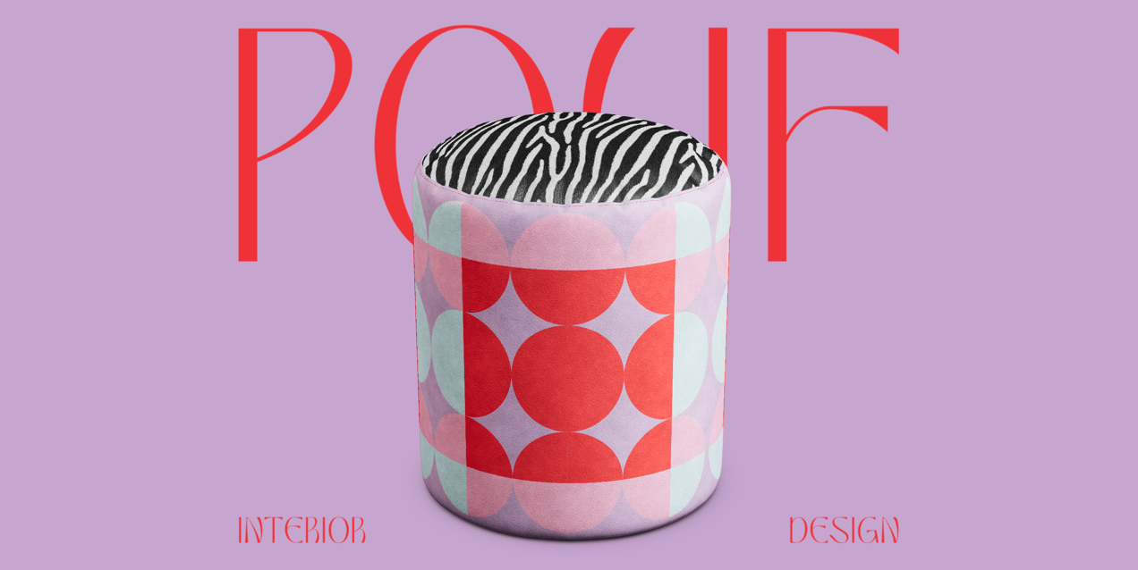 Round Pouf Mockup. Edit online. 3D model. ProVisual. 