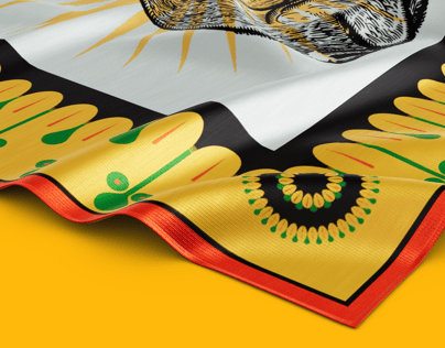 Square silk twill Scarf. Free Mockup. 3D model. ProVisual. 