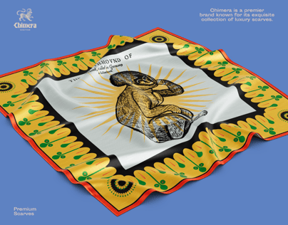 Square silk twill Scarf. Free Mockup. 3D model. ProVisual. 