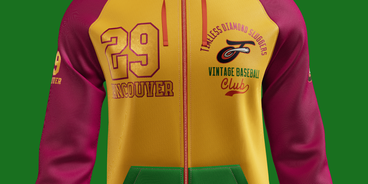 Full-Zip Raglan Hoodie. 3D model. ProVisual.