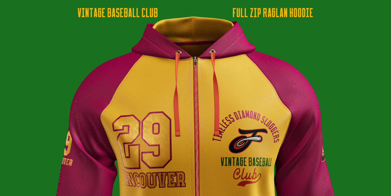 Full-Zip Raglan Hoodie. 3D model. ProVisual.