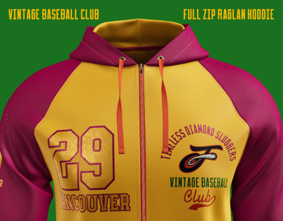Full-Zip Raglan Hoodie. 3D model. ProVisual.