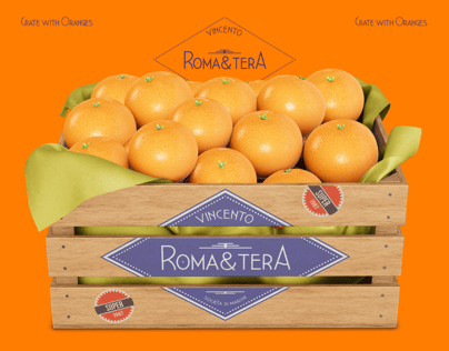 Crate with Oranges. Wooden box mockup. Edit 3D model online.