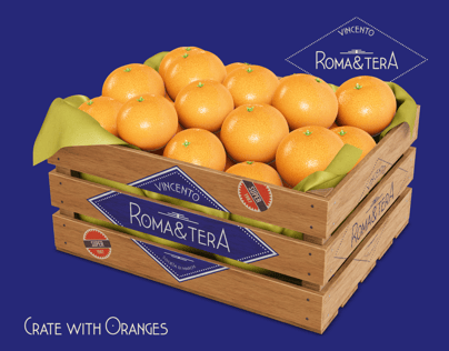 Crate with Oranges. Wooden box mockup. Edit 3D model online.