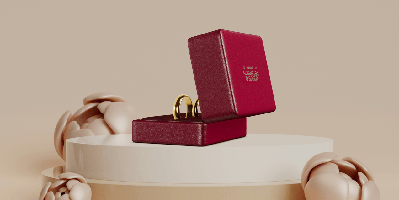 Wedding Ring Case 3D mockup. Create presentations using Online Mockup Generator.