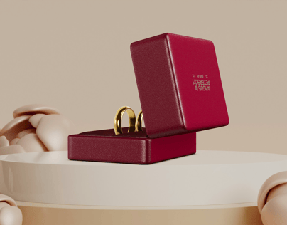 Wedding Ring Case 3D mockup. Create presentations using Online Mockup Generator.