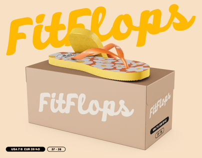 Flip Flops with Box 3D Mockup, 3D model. ProVisual. 