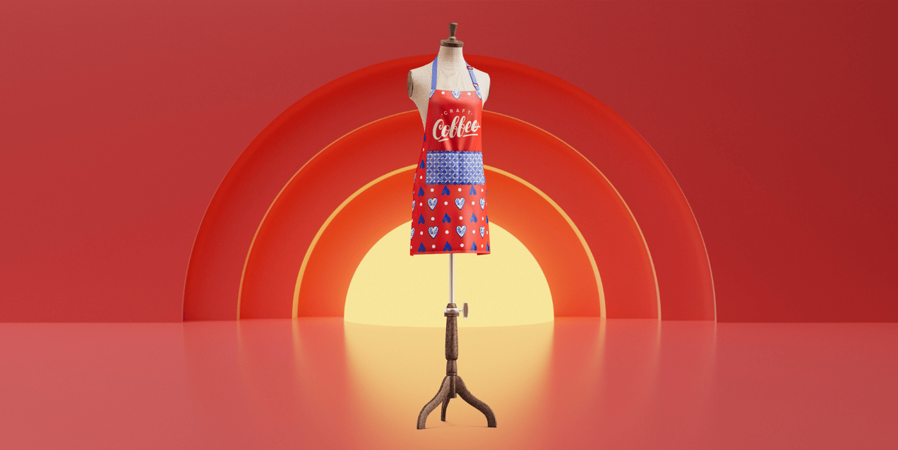 Apron Mockup and 3D Model torso. Make design online. ProVisual. 