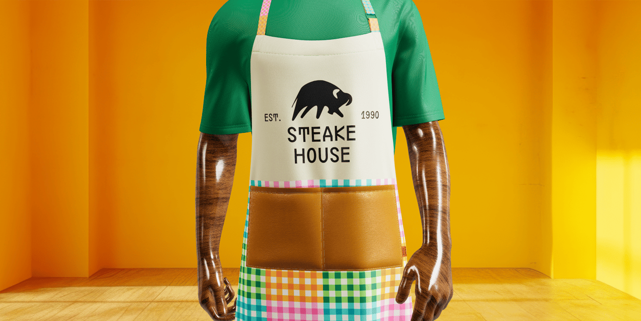 Free Apron 3D mockup. Create presentations using Online Mockup Generator.