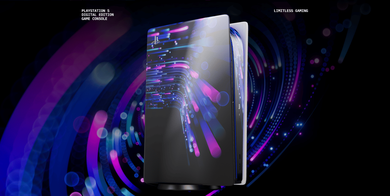 Free Playstation 5 3D mockup. Create presentations using Online Mockup Generator.