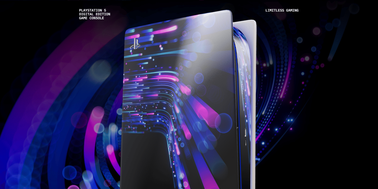 Free Playstation 5 3D mockup. Create presentations using Online Mockup Generator.