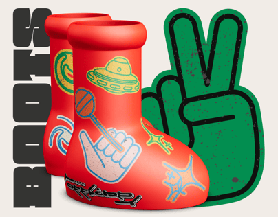 Big Red Boots. 3D model. ProVisual.