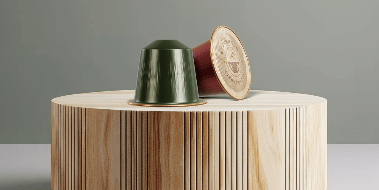 Free Coffee Pod 3D mockup. Create presentations using Online Mockup Generator.