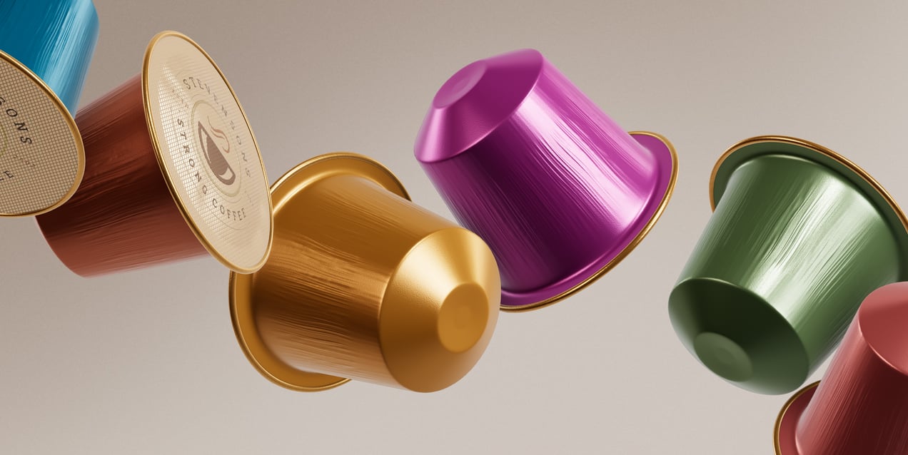 Free Coffee Pod 3D mockup. Create presentations using Online Mockup Generator.