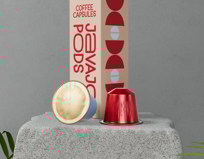 Coffee Pods with Box. Box Mockup. 3D model. ProVisual. 