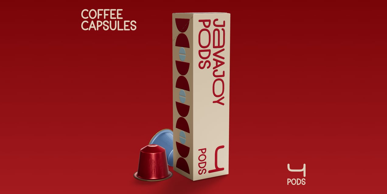 Coffee Pods with Box. Box Mockup. 3D model. ProVisual. 