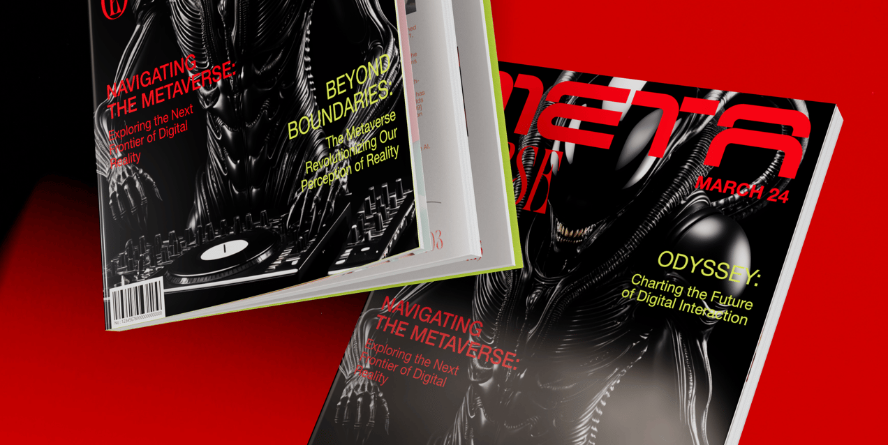 Magazine 3D mockup. Create presentations using Online Mockup Generator.