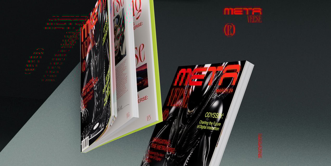 Magazine 3D mockup. Create presentations using Online Mockup Generator.